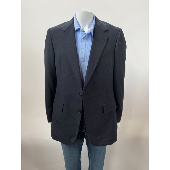 Hart Schaffner & Marx Mens Vintage Navy Blazer 2 Button Notch Lapel Union Made S - Picture 14 of 16